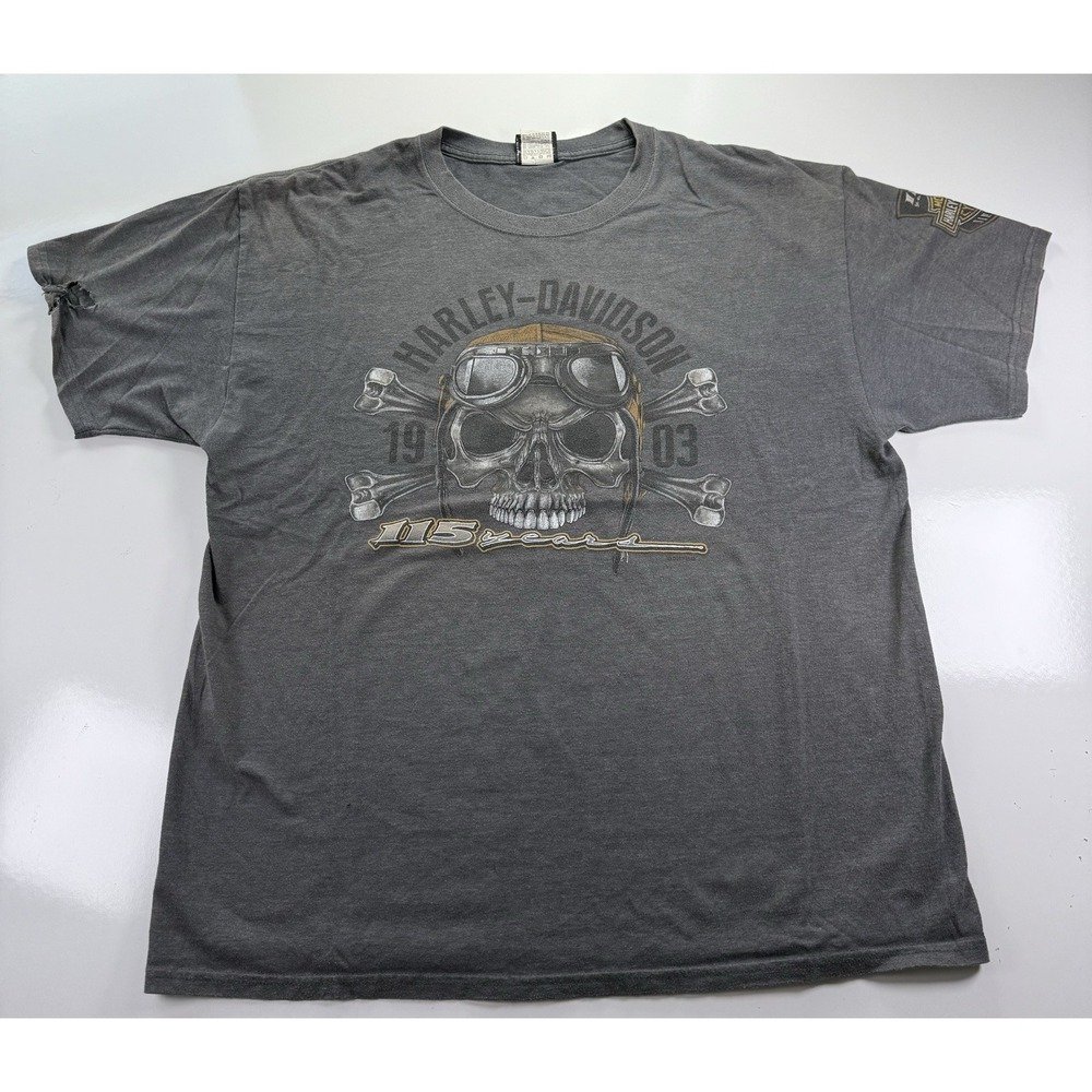 Harley-Davidson 115th Anniversary skull biker Short Sleeve Tee XL Gainesville FL